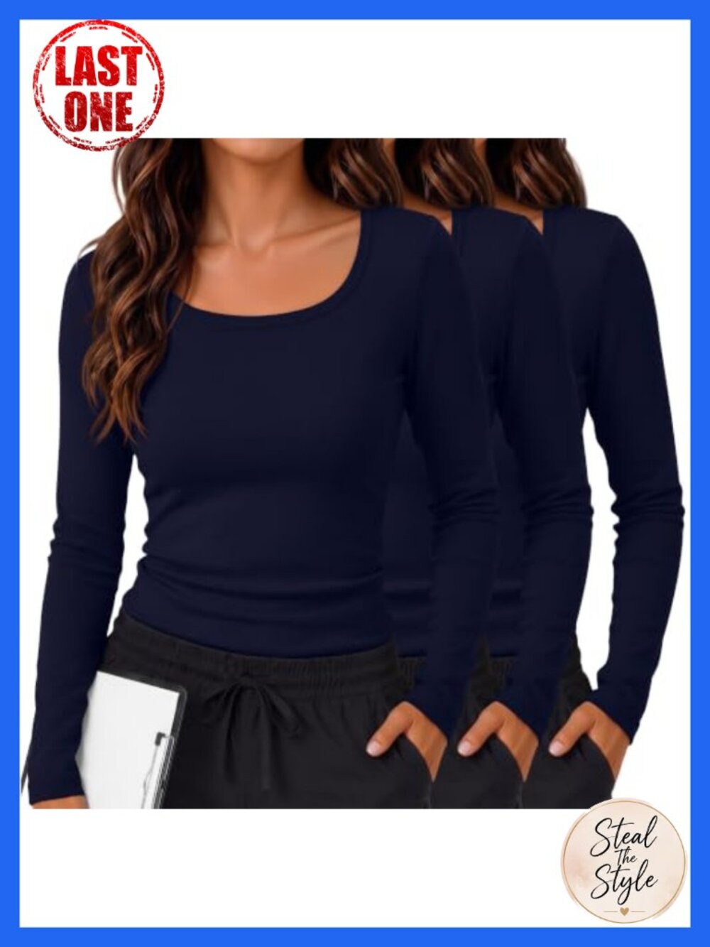 Women's 3 Pack Long Sleeve Thermal Underscrub Tops Fleece Medical Work